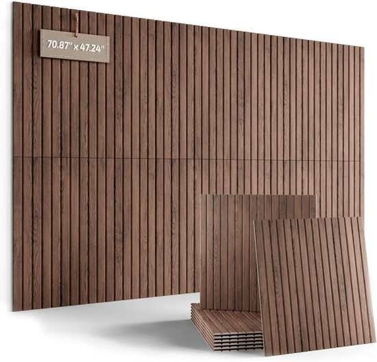 6-Pack Large Felt Bulletin Board, Walnut Slat