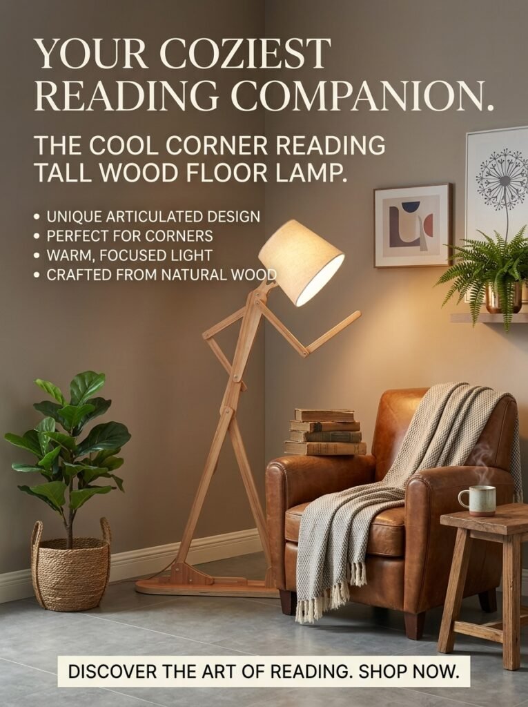 Cool Corner Reading Tall Wood Floor Lamp