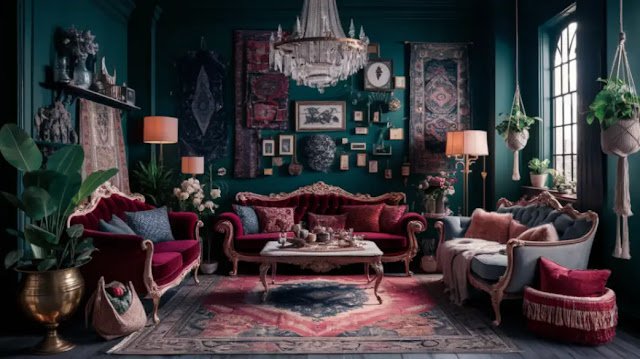 Dark Boho Maximalism Living Room Ideas