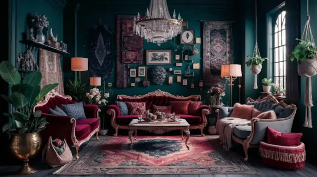 Dark Boho Maximalism Living Room Ideas