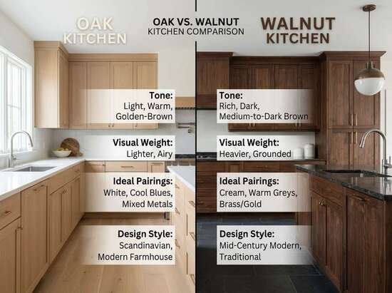 Oak vs. Walnut Kitchen Comparison