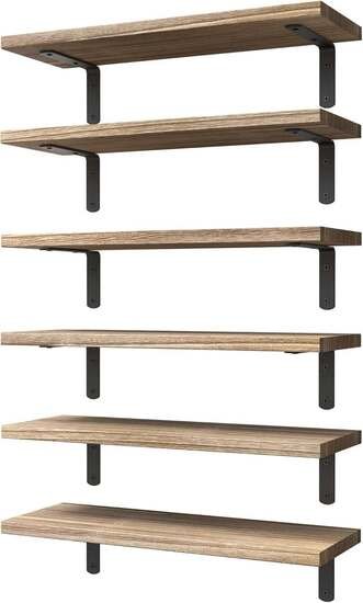 Wood Floating Shelves Set of 6
