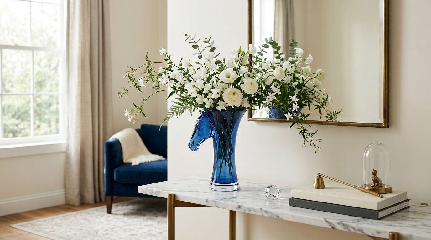Blue Horse Vase: How to Style a Crystal Trumpet Vase